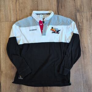 Guinness Men's XL Polo Rugby Shirt Colorblock Polo Novelty Pubwear Toucan Logo